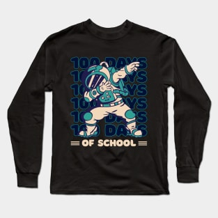 100 days of school typography featuring Astronauts dabbing #4 Long Sleeve T-Shirt